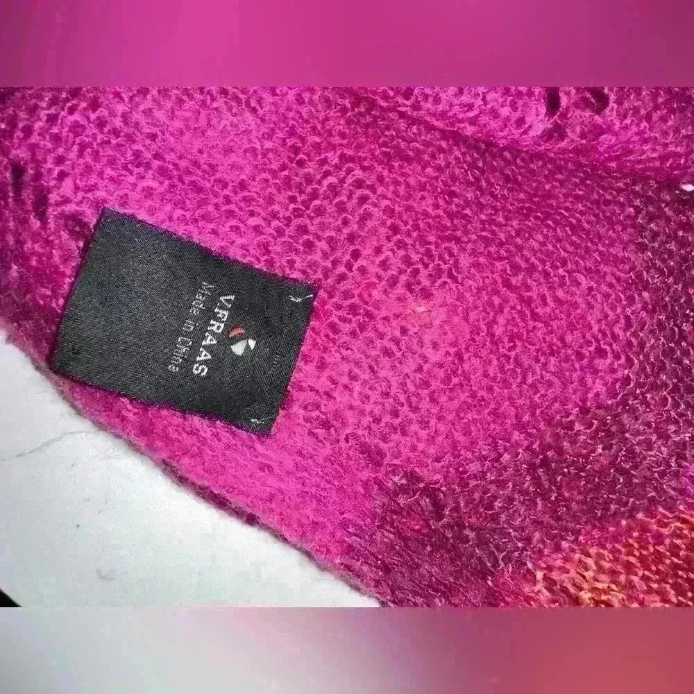 V. Fraas Floral Fall Scarf Pink Colors Acrylic Wool Rayon